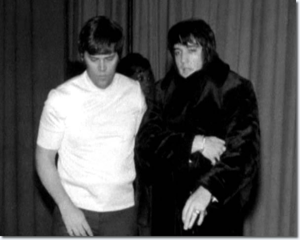 Sonny West and Elvis, backstage at the International, Las Vegas, January 1970