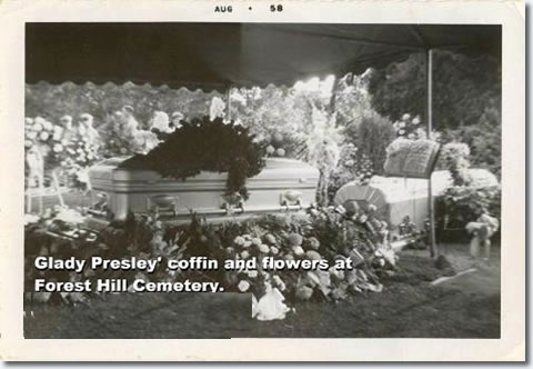 Gladys Presleys Coffin Forest Hills Cemetery August 1958.