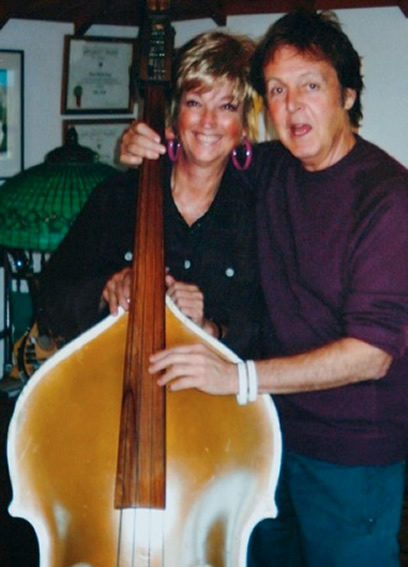 Nancy Shockley and Paul McCartney with Bill Black's Bass.