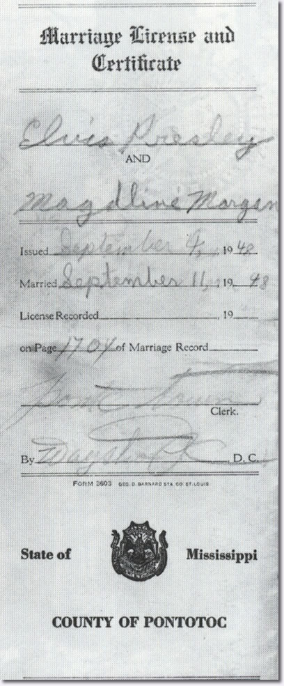 Elvis Presley and Magdalene Morgan 'Marriage Licence'