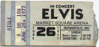 Ticket for Elvis in Concert June 26, 1977, his last concert
