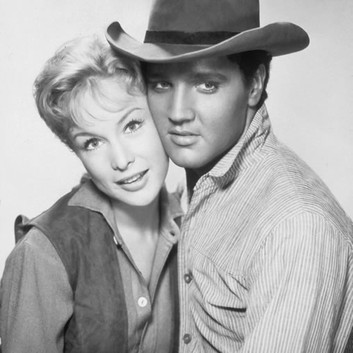 Barbara Eden and Elvis Presley.